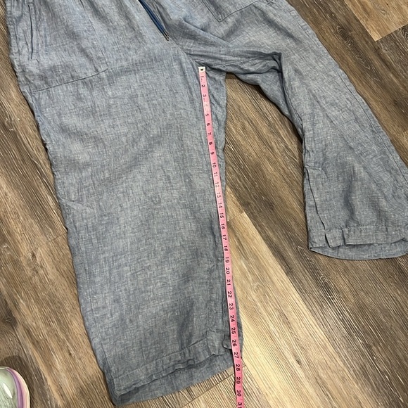 Athleta retreat blue linen pull on wide leg pants size 26 - Picture 7 of 11